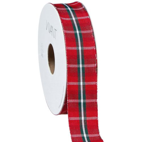 Artikel Rustiek geruit lint in rood voor feestelijke decoraties, breed 25 mm, lang 15 m