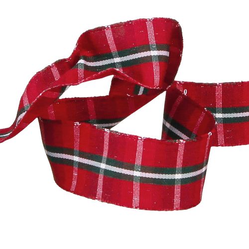 Artikel Rustiek geruit lint in rood voor feestelijke decoraties, breed 25 mm, lang 15 m
