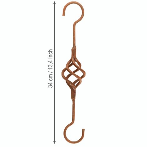 Artikel S-haak metaal roest decoratieve metalen haak roest antiek 34cm