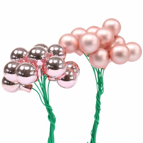 Floristik24 Spiegel bessen roze mat/glanzend 1.5cm 140st