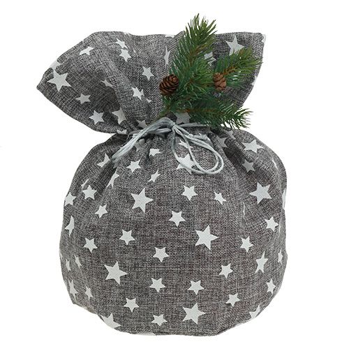 Floristik24 Zakje Sterren Ø23cm H35cm Grijs