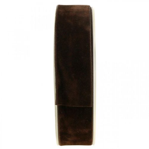 Artikel Decoratief lint bruin, fluwelen lint dubbelzijdig, decoratief lint B25mm L7m