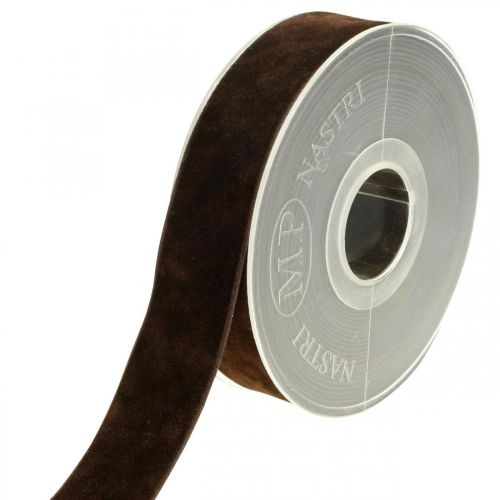 Artikel Decoratief lint bruin, fluwelen lint dubbelzijdig, decoratief lint B25mm L7m
