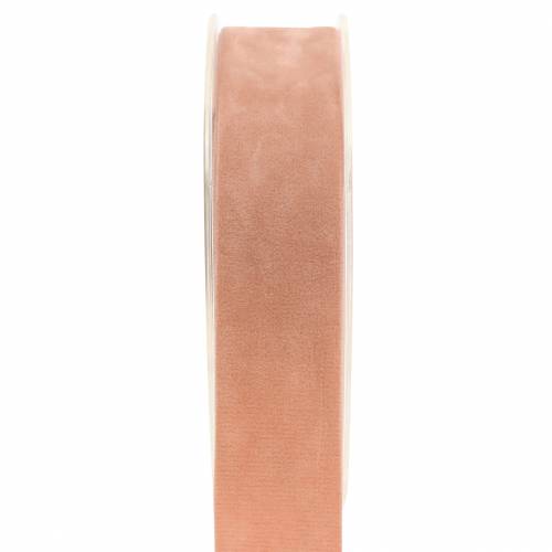 Fluwelen lint zalm 25mm 7m