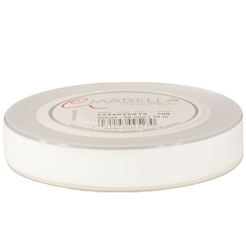 Artikel Fluwelen lint, cadeaulint, decoratief lint, wit fluweel, 20 mm breed, 10 m lang