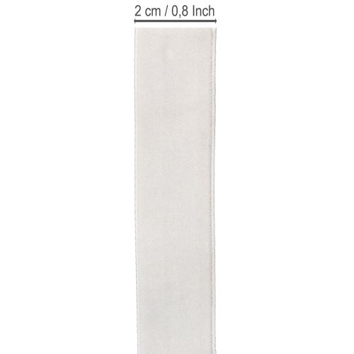 Artikel Fluwelen lint, cadeaulint, decoratief lint, wit fluweel, 20 mm breed, 10 m lang