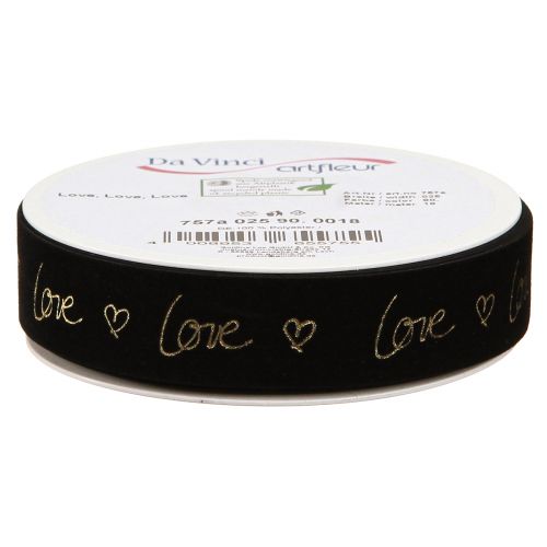 Artikel Fluwelen lint Liefde rouwlint harten zwart goud 25mm 18m