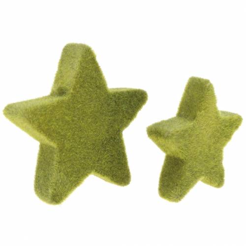 Artikel Strooidecoratie sterren geflockt mosgroen 4cm/5cm 40 st