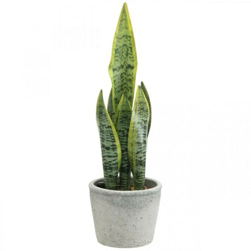Kunstmatige strikhennep, groene plant in pot, Sansevieria H39cm Ø12cm