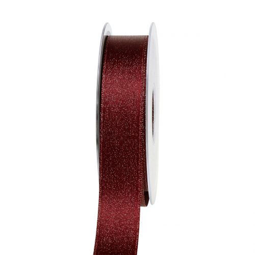 Artikel Satijnlint met mica donkerrood 25mm 20m