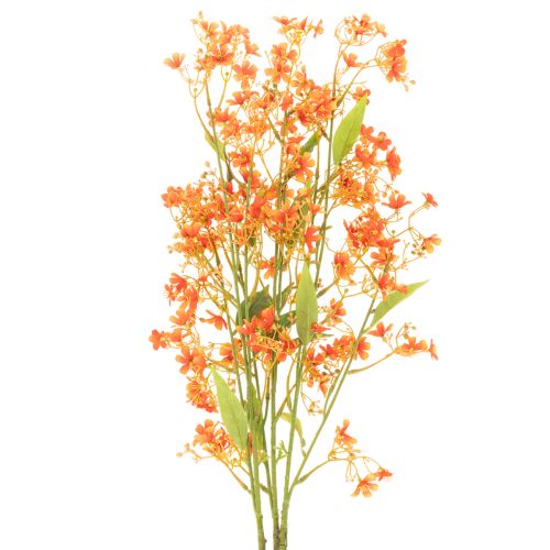 Kunstmatige orchideeëntak met oranje filigraan decoratie voor de kamer, 110 cm, 3 stuks