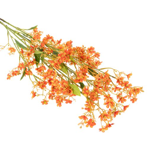 Kunstmatige orchideeëntak met oranje filigraan decoratie voor de kamer, 110 cm, 3 stuks | Floristik24.nl