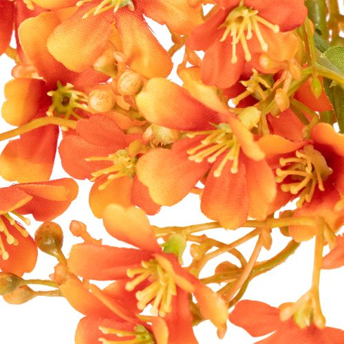 Kunstmatige orchideeëntak met oranje filigraan decoratie voor de kamer, 110 cm, 3 stuks | Floristik24.nl
