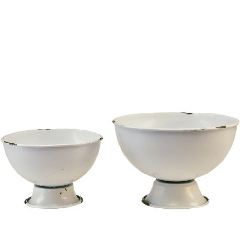 Artikel Bekerkom sierbeker wit roest Ø15cm H10cm set van 2