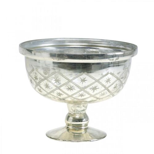 Floristik24 Glazen schaal met voet shabby chic glasdecoratie champagne Ø17cm H13cm