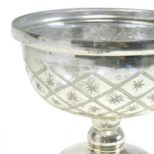 Floristik24 Glazen schaal met voet shabby chic glasdecoratie champagne Ø17cm H13cm