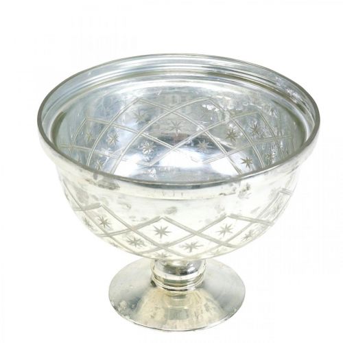 Floristik24 Glazen schaal met voet shabby chic glasdecoratie champagne Ø17cm H13cm