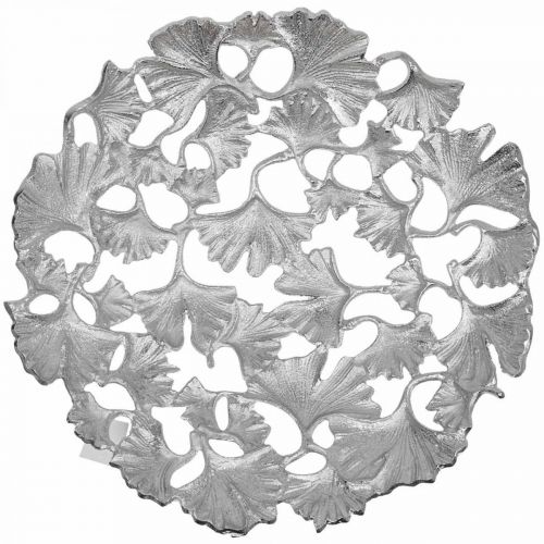 Artikel Sierschaal zilver gingko schaal metaal Ø43cm H11cm