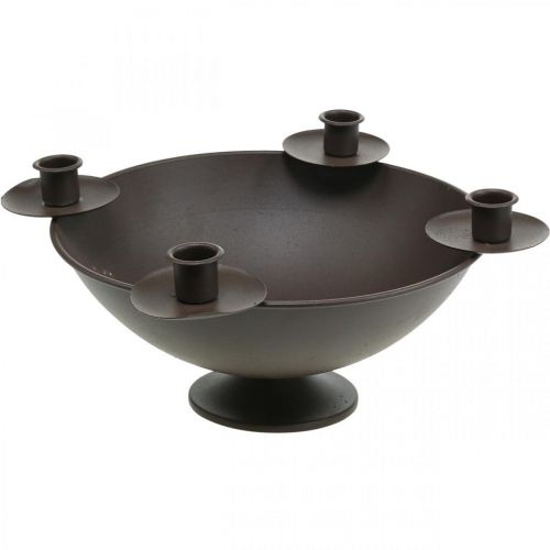 Floristik24 Decoratieve schaal kandelaar staaf kandelaar metaal bruin Ø31cm