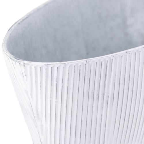 Artikel Ovale metalen schaal in wit zilver 32,5cm/37cm set van 2