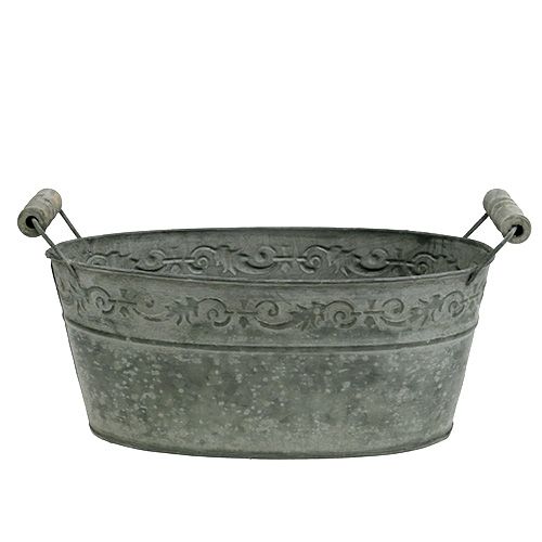 Floristik24 Ovale kom van zink 25 cm x 13,5 cm H10,5 cm