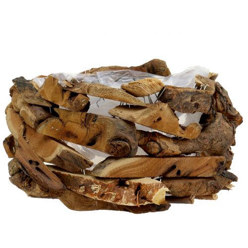 Floristik24 Kom stukken hout natuur Ø32cm H16cm