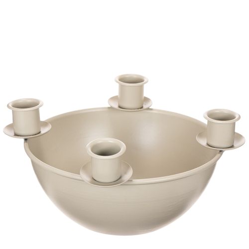 Kandelaar met 4 houders, moderne adventskrans, beige, 15 cm