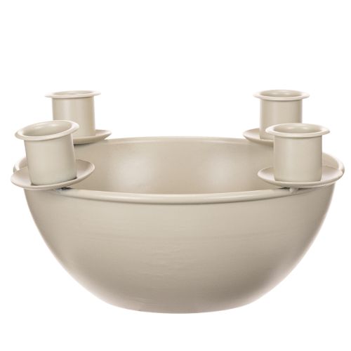 Kandelaar met 4 houders, moderne adventskrans, beige, 15 cm | Floristik24.nl