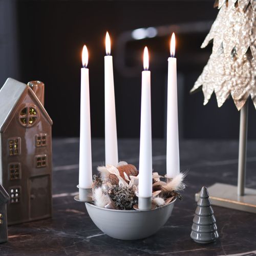 Kandelaar met 4 houders, moderne adventskrans, beige, 15 cm | Floristik24.nl