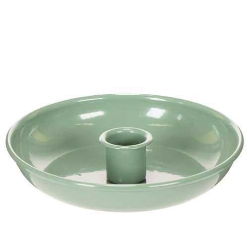 Groene metalen kandelaar, decoratief, voor smalle kaarsen, 13 cm