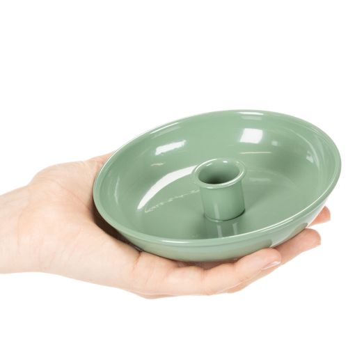 Groene metalen kandelaar, decoratief, voor smalle kaarsen, 13 cm | Floristik24.nl
