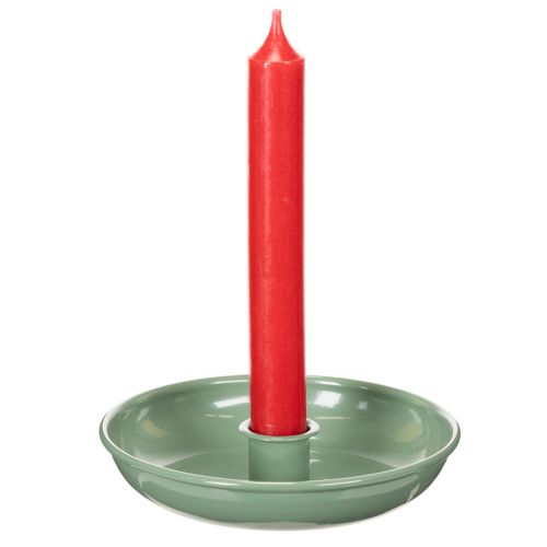 Groene metalen kandelaar, decoratief, voor smalle kaarsen, 13 cm | Floristik24.nl