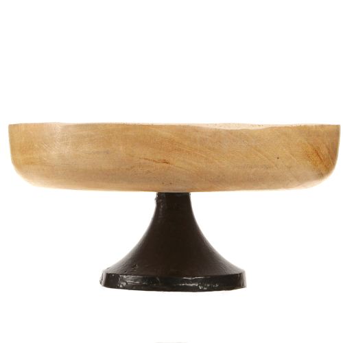 Artikel Schaal met voet hout metaal naturel zwart Ø20cm H10cm