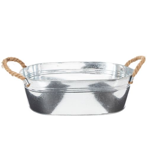 Ovale schaal 35 cm x 21,5 cm x 11,5 cm, glanzend zink kopen | Floristik24.nl