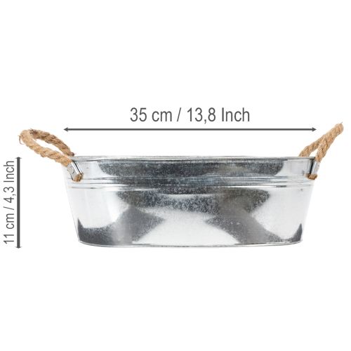 Ovale schaal 35 cm x 21,5 cm x 11,5 cm, glanzend zink | Floristik24.nl