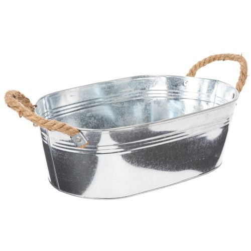 Ovale schaal 35 cm x 21,5 cm x 11,5 cm, glanzend zink | Floristik24.nl