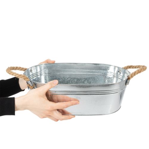 Ovale schaal 35 cm x 21,5 cm x 11,5 cm, glanzend zink | Floristik24.nl