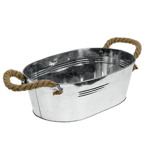 Schaal ovaal 35cm x 21,5cm H11,5cm Glanzend zink