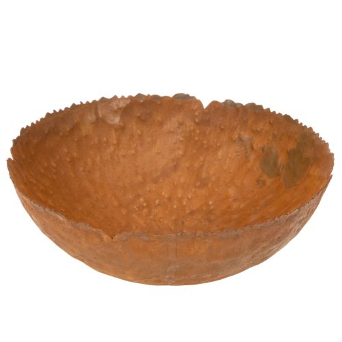 Ronde metalen kom met een roestachtig, gestructureerd oppervlak, 20 cm