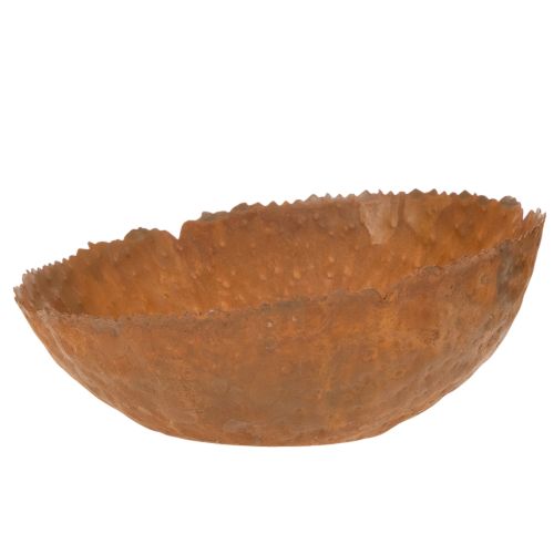 Ronde metalen kom met een roestachtig, gestructureerd oppervlak, 20 cm | Floristik24.nl