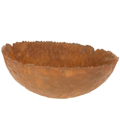 Ronde metalen kom met een roestachtig, gestructureerd oppervlak, 20 cm | Floristik24.nl