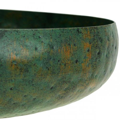 Floristik24 Grote decoratieve schaal groen antieke schaal metaal Ø38cm H7cm