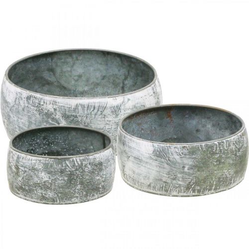 Floristik24 Decoratieve metalen schaal rond grijs Ø22/18,5/14,5cm