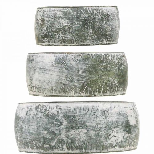Floristik24 Decoratieve metalen schaal rond grijs Ø22/18,5/14,5cm