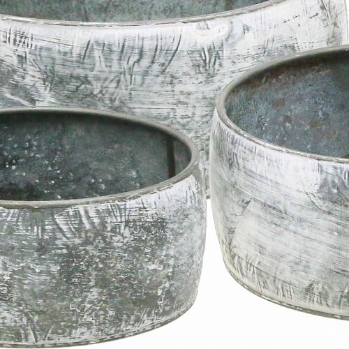 Floristik24 Decoratieve metalen schaal rond grijs Ø22/18,5/14,5cm