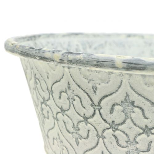 Floristik24 Zinken kom met decor crème gewassen Ø35,5cm H9cm