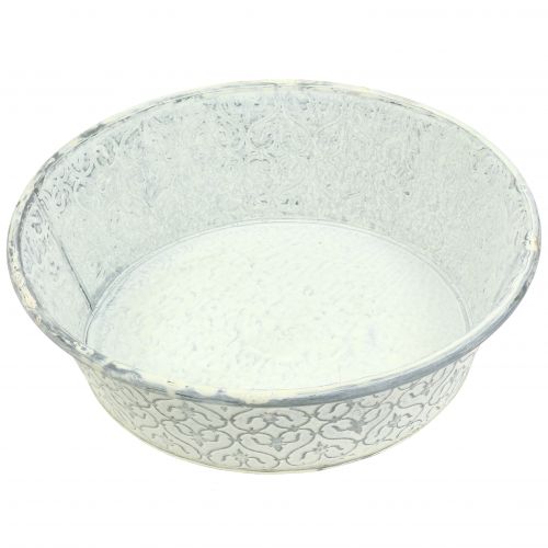 Floristik24 Zinken kom met decor crème gewassen Ø35,5cm H9cm