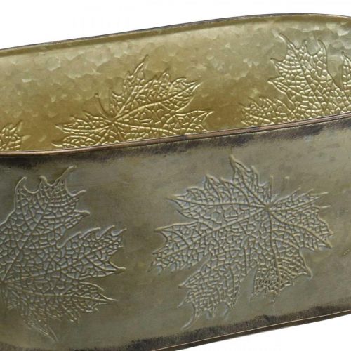 Artikel Herfstpot, plantenschaal met bladeren, metalen decoratie goudkleurig L38cm H15cm