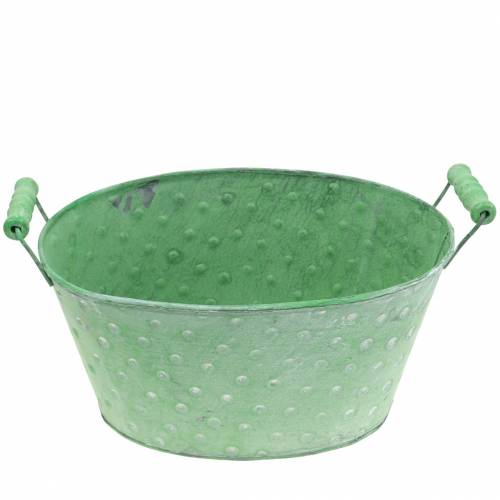 Floristik24 Sierschaal plantenbak metaal groen ovaal 25.5x18.5cm H13cm