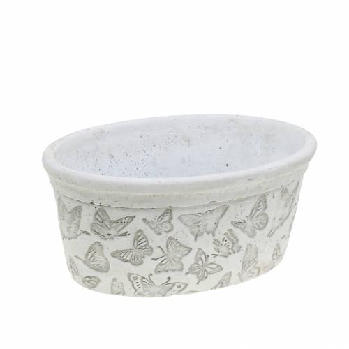 Floristik24 Plantenpot wit met vlinders 17cm x 12cm H8cm 2st